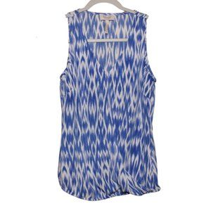 Laundry by Shelli Segal Blouse Womens XS Blue White Faux Wrap Sleevelees Top